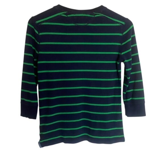 Ralph Lauren Navy and Green Striped Top Small - Picture 3 of 3